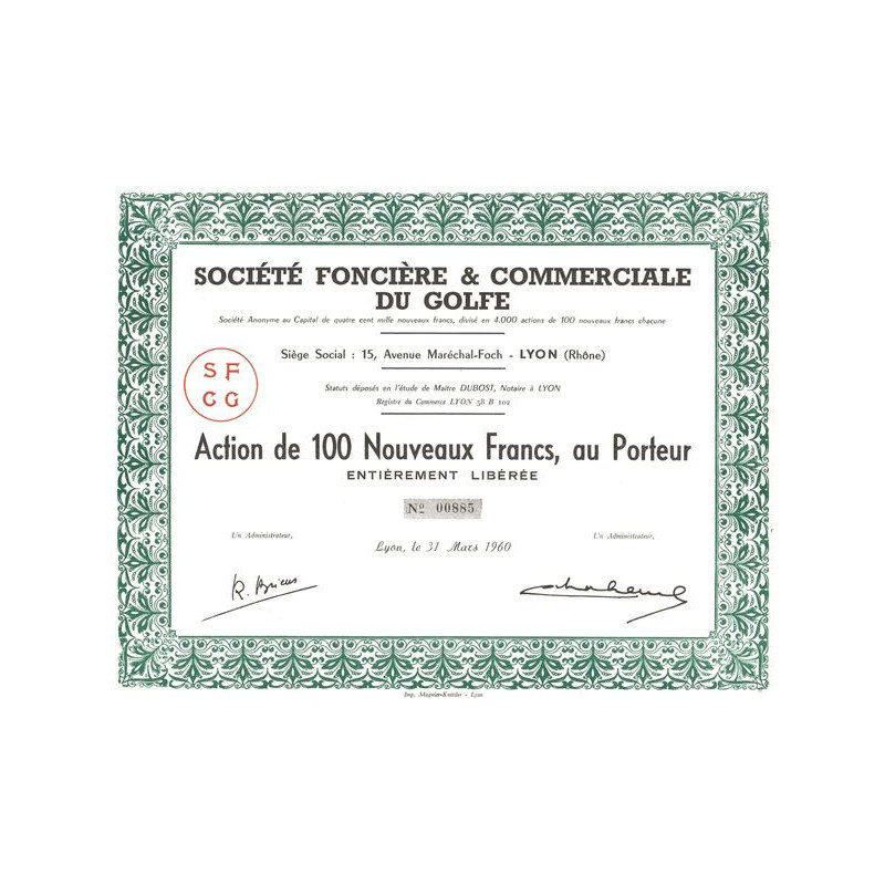 Sté Foncière & Commerciale du Golfe (Act 100 NF)