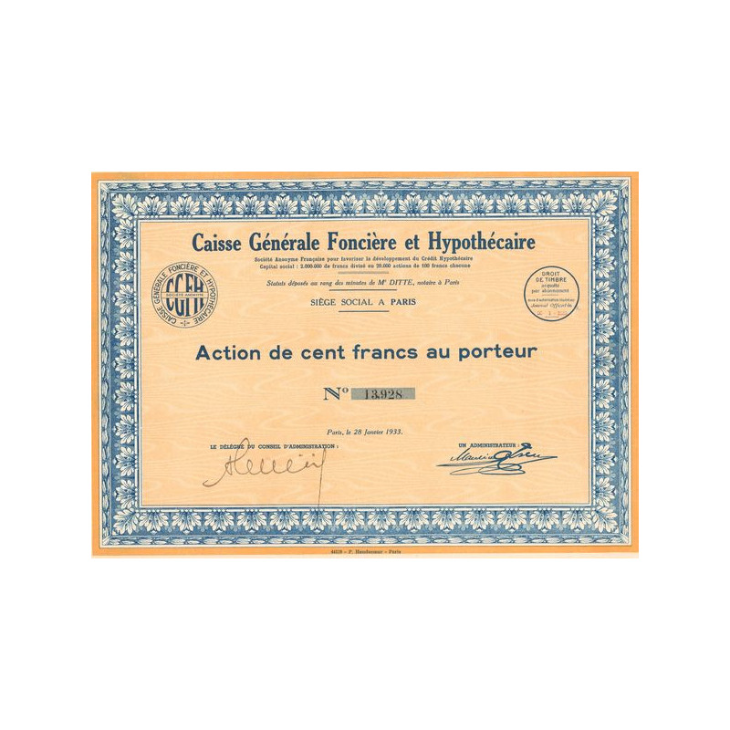 Caisse Générale Foncière et Hypothécaire (Act 100 F)