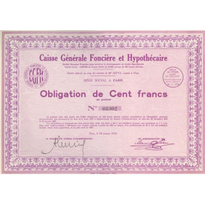 Caisse Générale Foncière et Hypothécaire (Obl 100 F)
