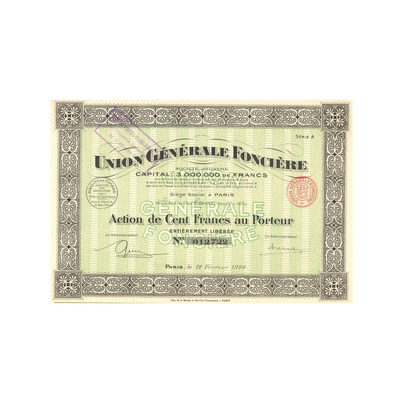Union Générale Foncière (Act 100 F)