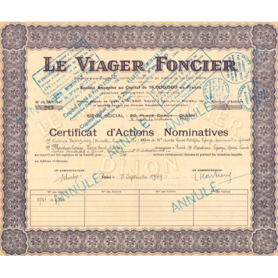 Le Viager Foncier (Certif 10 Act Nomin) (Annulé)