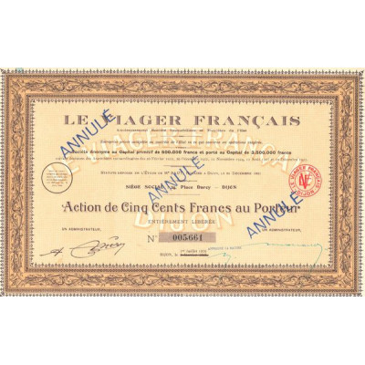 La Viager Français Anciennement Sté Immobilière et Foncière de l'Est (Act 500 F)