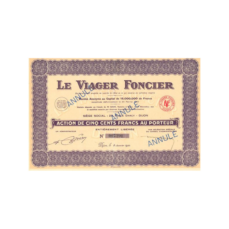 Le Viager Foncier (Act 500 F) (Annulé)