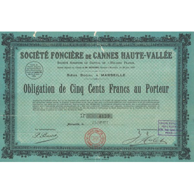 Sté Foncière de Cannes Haute-Vallée (Obl 500 F)