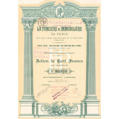 La Reconstitution Anciennement La Foncière & Immobilière de Paris (Act 100 F)