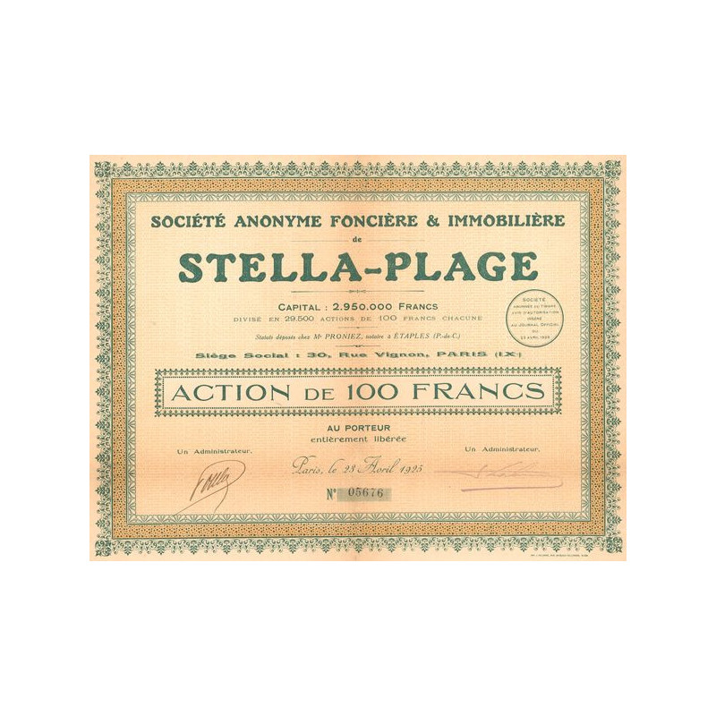 S.A. Foncière & Immobilière de Stella-Plage (Act 100 F)