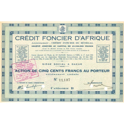 Crédit Foncier d'Afrique (Act 100 F)