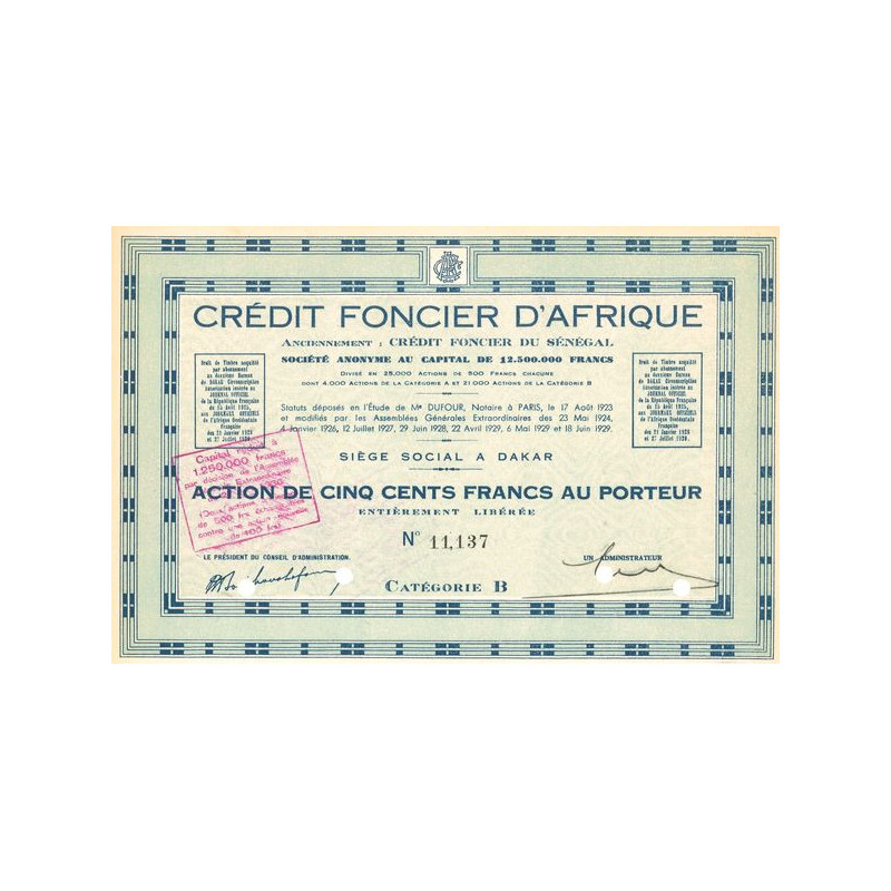 Crédit Foncier d'Afrique (Act 100 F)