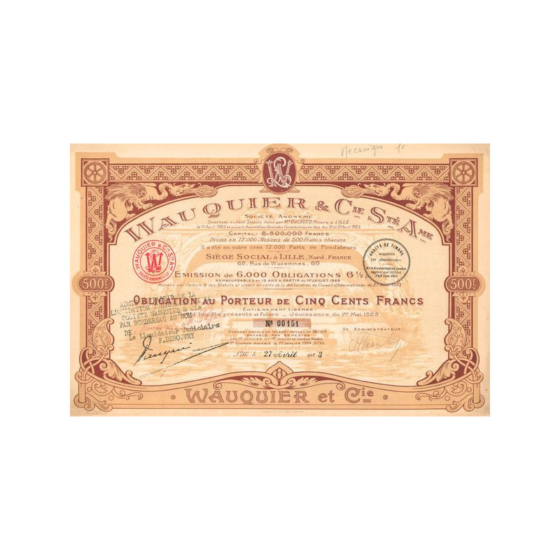 Wauquier & Cie S.A. (Obl 500 F)