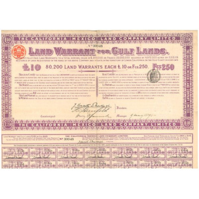 Land Warrant for Gulf Lands (Act 250 F)