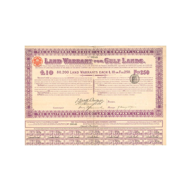 Land Warrant for Gulf Lands (Act 250 F)