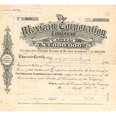 The Mexican Corp Ltd (Titre 09 Act 1£)