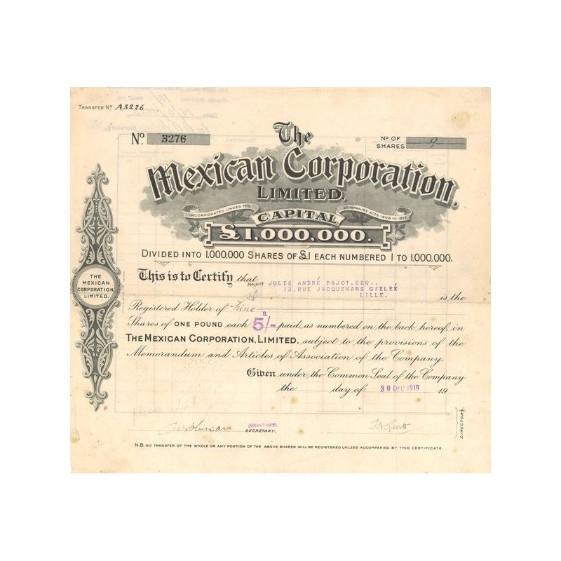 The Mexican Corp Ltd (Titre 09 Act 1£)
