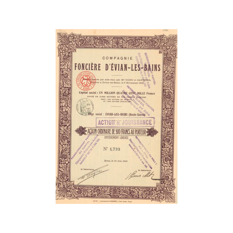 Cie Foncière d'Evian-Les-Bains (Act de Jouissance)