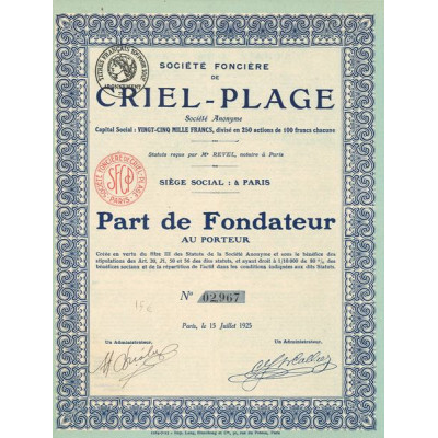 Sté Foncière de Criel-Plage (PF)