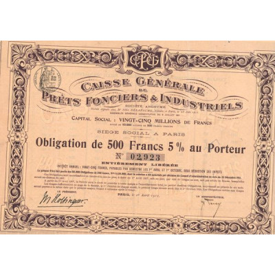 Caisse Générale de Prêts Fonciers & Industriels (Obl 500 F 5%)