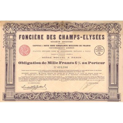 Foncière des Champs-Elysées (Obl 1000 F 6%)