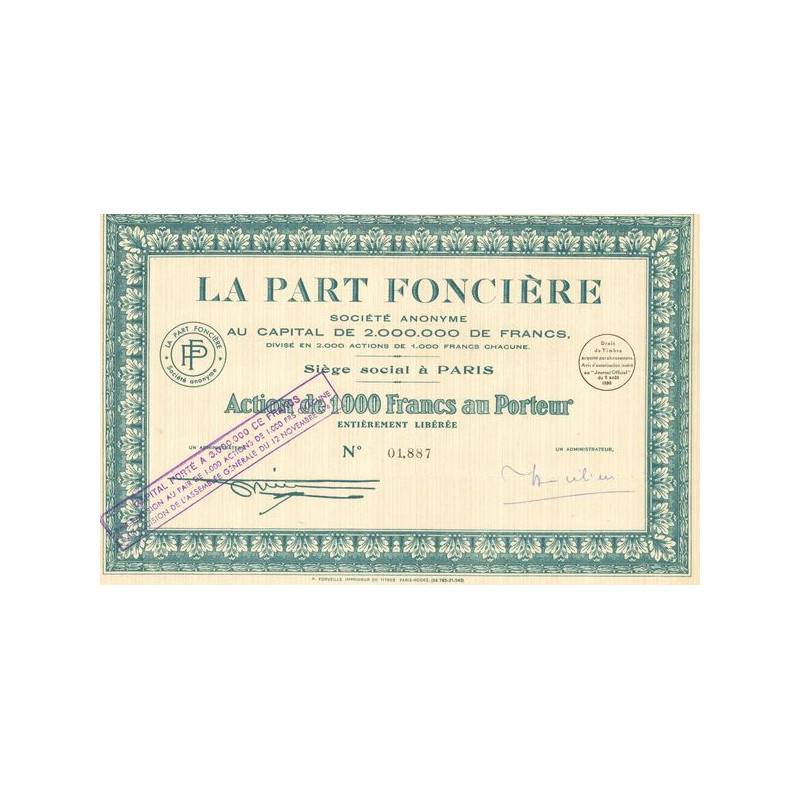 La Part Foncière (Act 1000 F)