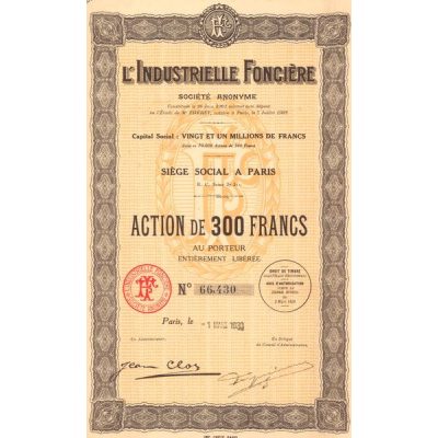 L'Industrielle Foncière (Act 300 F)