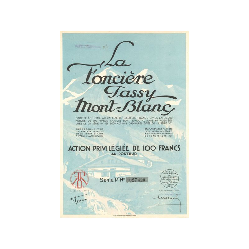 La Foncière Tassy Mont-Blanc (Act Priv 100 F)
