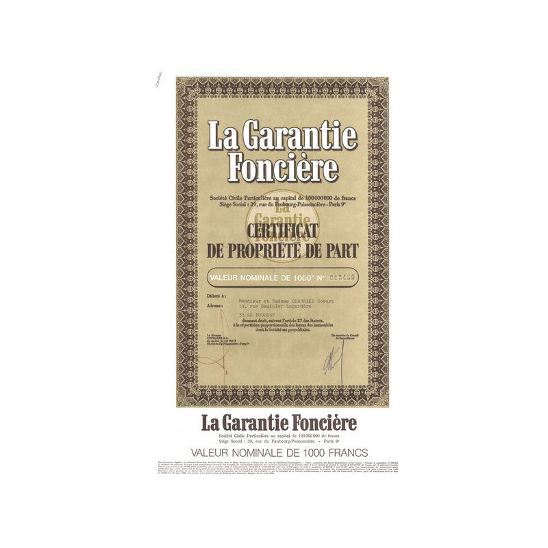 La Garantie Foncière (Certif)