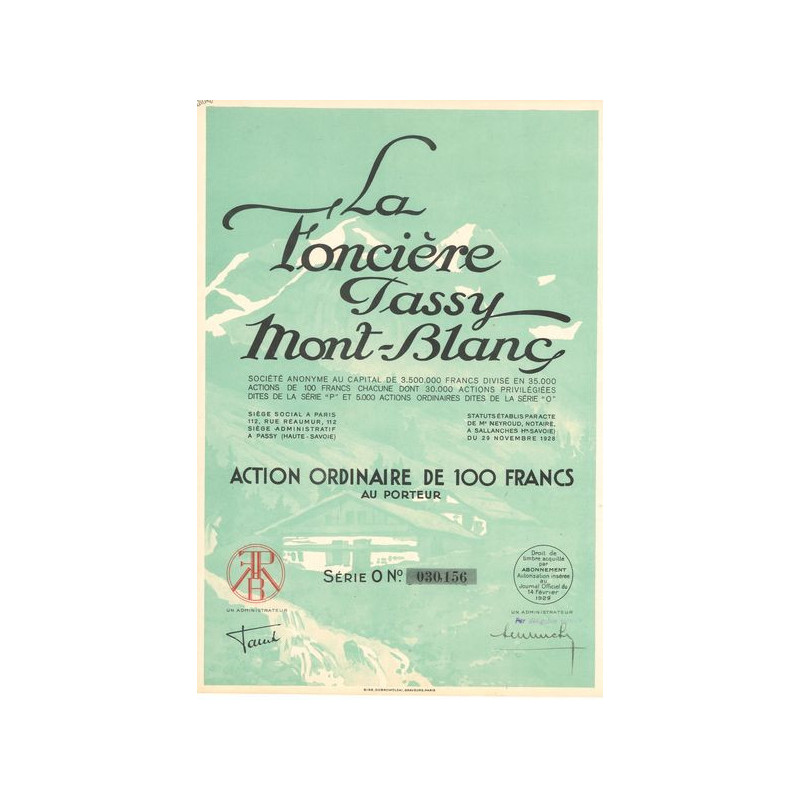 La Foncière Tassy Mont-Blanc (Act Ordi 100 F)
