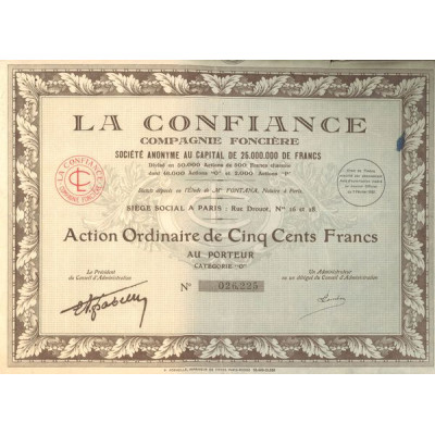 La Confiance - Cie Foncière (Act Ordi 500 F)