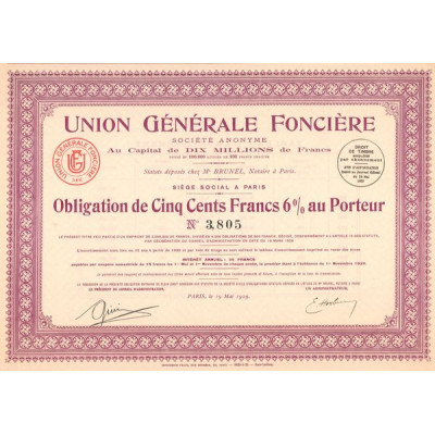 Union Générale Foncière (Obl 500 F 6%)