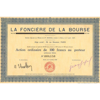 La Foncière de la Bourse (Act Ordi 100 F)
