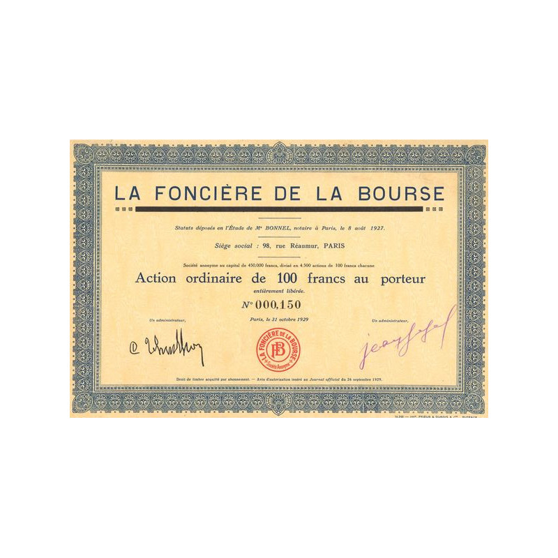 La Foncière de la Bourse (Act Ordi 100 F)