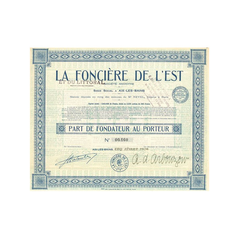 La Foncière de l'Est et du Littoral S.A. (PF)