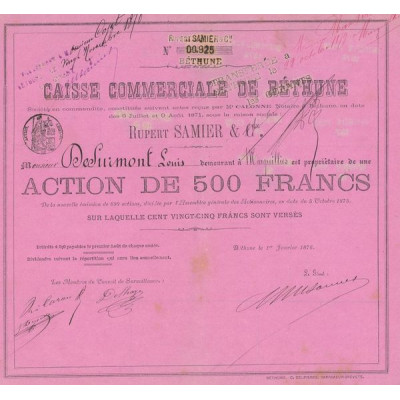 Caisse Commerciale de Béthune (Rose)(Act 500 F)