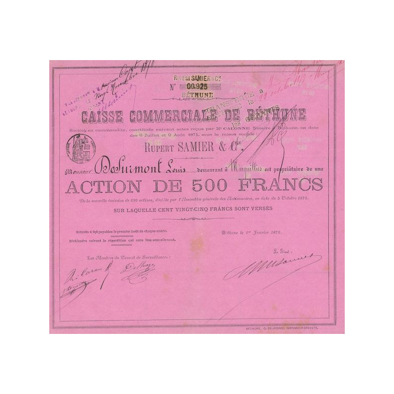 Caisse Commerciale de Béthune (Rose)(Act 500 F)