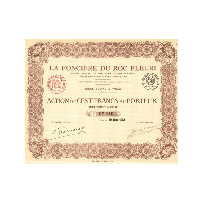 La Foncière du Roc Fleuri (Act 100 F)