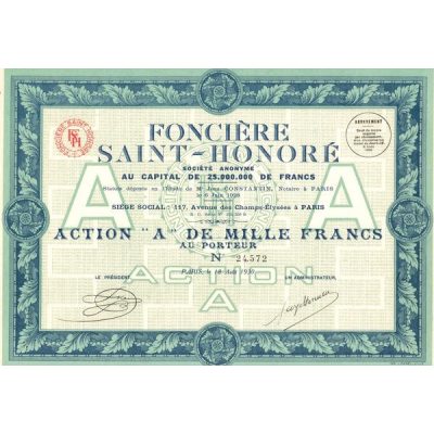 Foncière Saint-Honoré (Act A 1000 F)