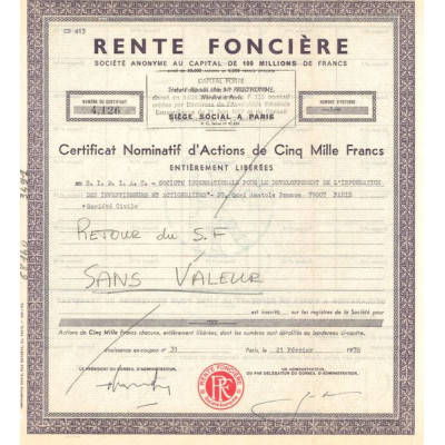 Rente Foncière (Certif Nomin d'Act 5000 F)