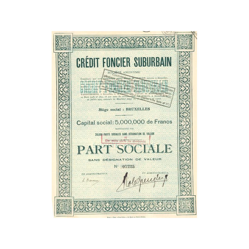 Crédit Foncier Suburbain (Part Sociale)