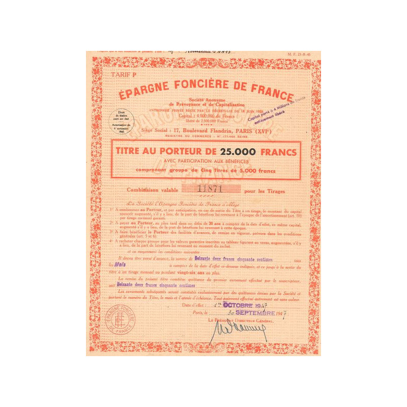 Epargne Foncière de France (Act 25000 F)