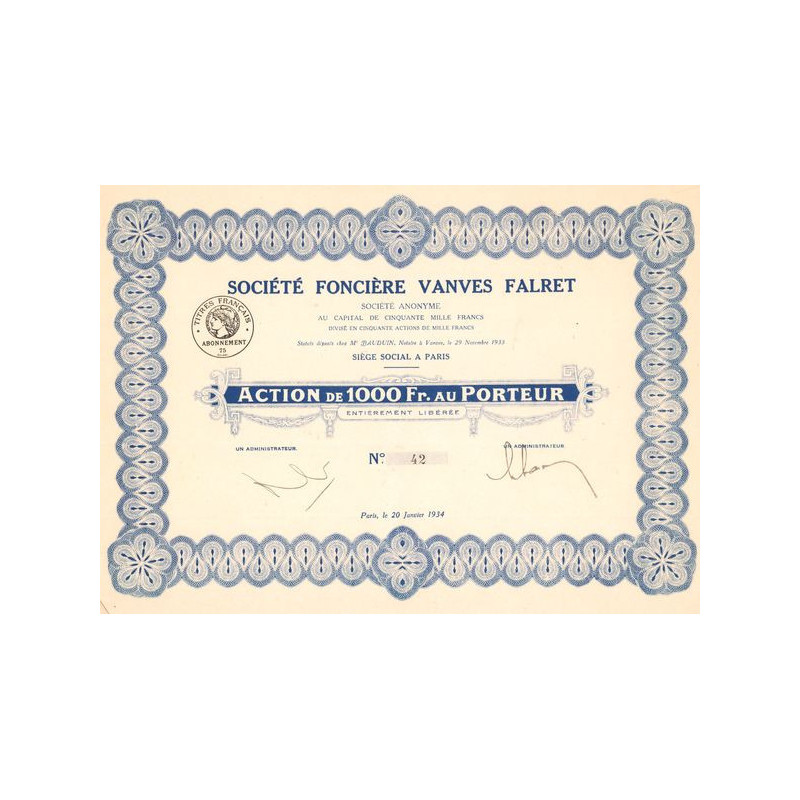 Sté Foncière Vanves Falret (Act 1000 F)