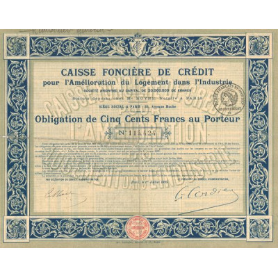 Caisse Foncière de Crédit pour l'Amélioration du Logement dans l'Industrie (Obl 500 F)