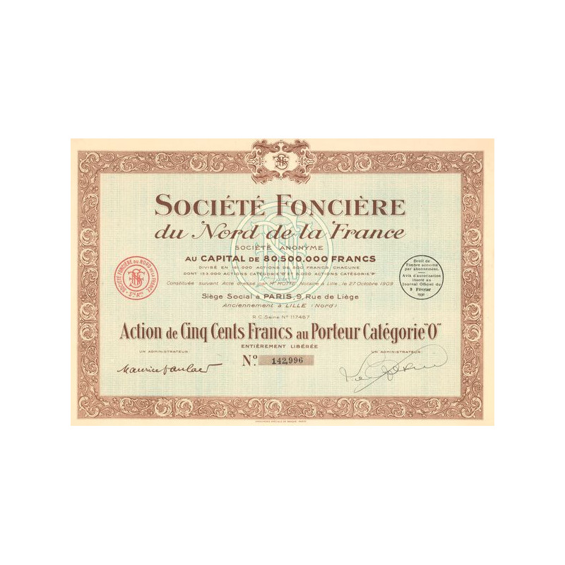 Sté Foncière du Nord de la France (Act O 500 F)