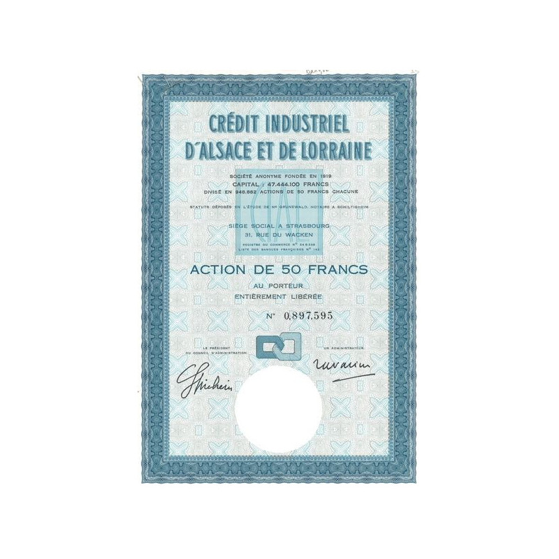 Crédit Industriel d'Alsace et de Lorraine (Act 50 F)