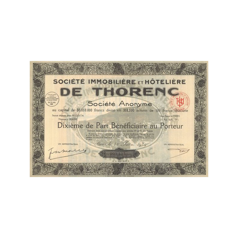 Sté Immobilière et Hôtelière de Thorenc (10ème PB)