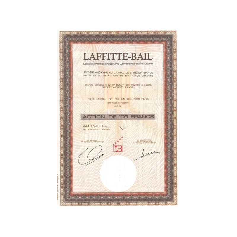 Laffitte-Bail Sté Immobilière pour le Commerce et l'Industrie (Act 100 F)