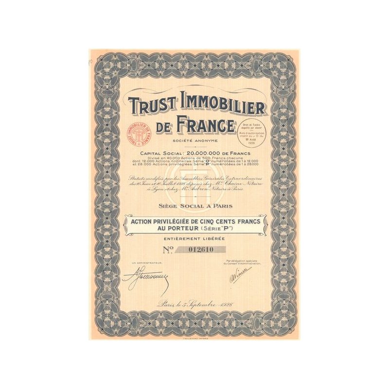 Trust Immobilier de France Serie P (Act Priv 500 F)