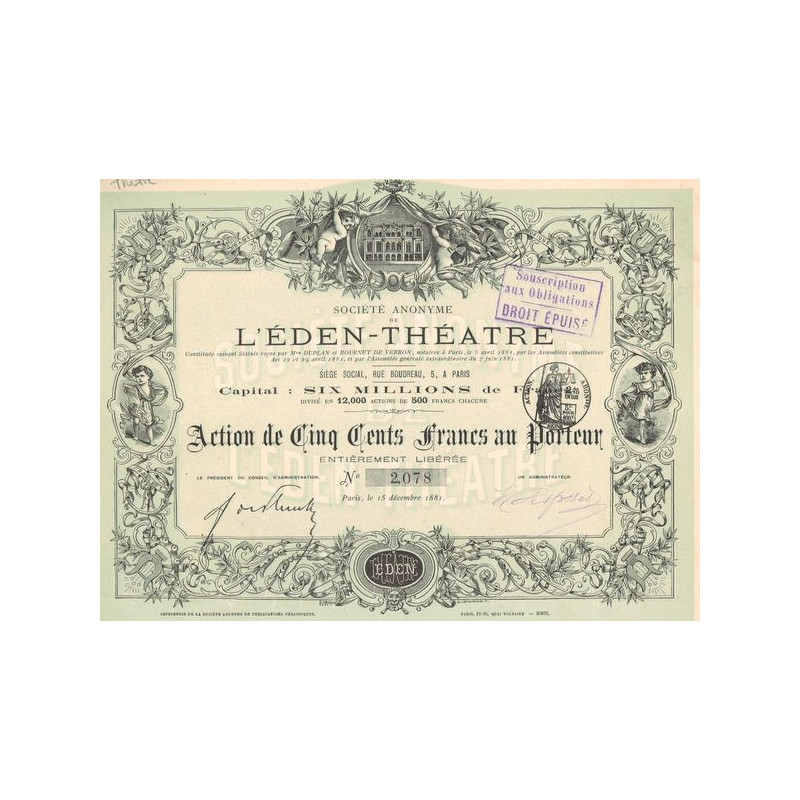 S.A. de L'Eden-Théâtre (Act 500 F)