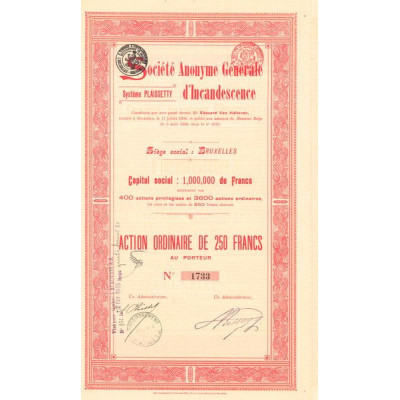 S.A. Gale d'Incandescence Système Plaissetty (Act O 250 F)