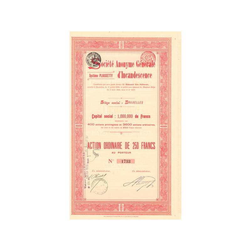S.A. Gale d'Incandescence Système Plaissetty (Act O 250 F)