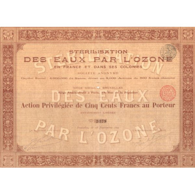 Stérilisation des Eaux par l'Ozone (Act P 500F)