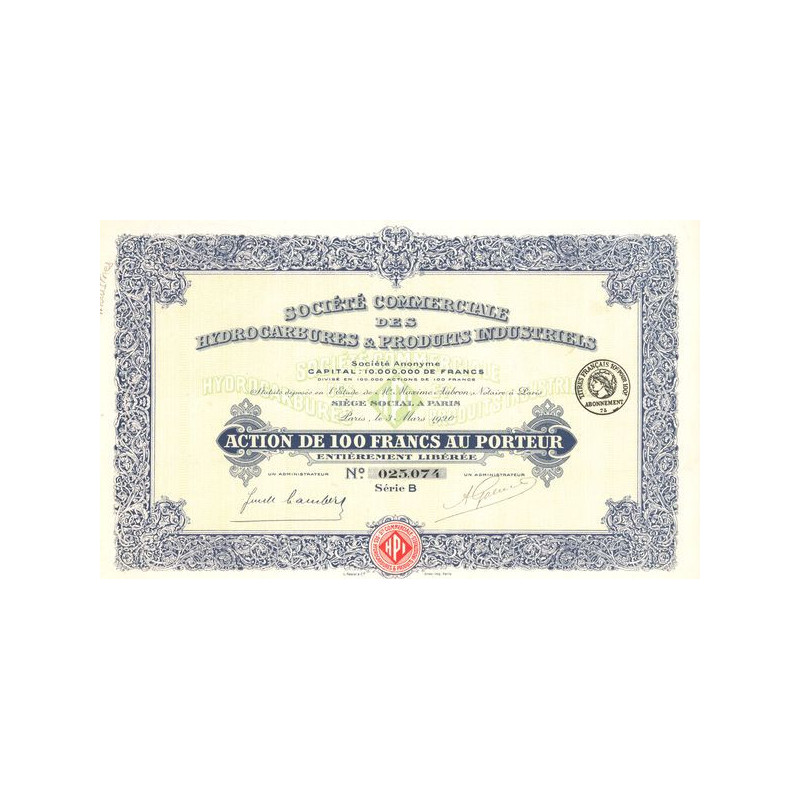 Sté Commerciale des Hydrocarbures & Produits Industriels (Act 100 F)